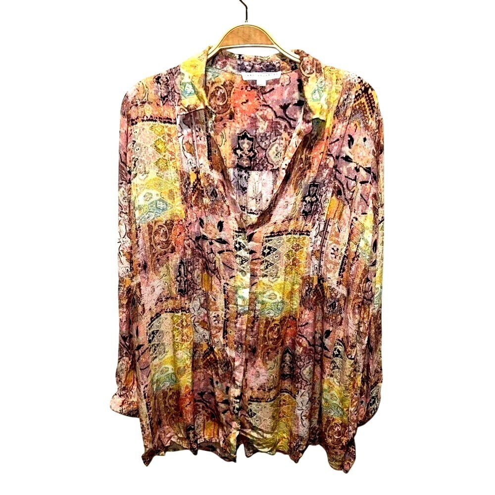 Jane‎ and Delancy Multi Colored Long Sleeve Button Down Shirt Size Small